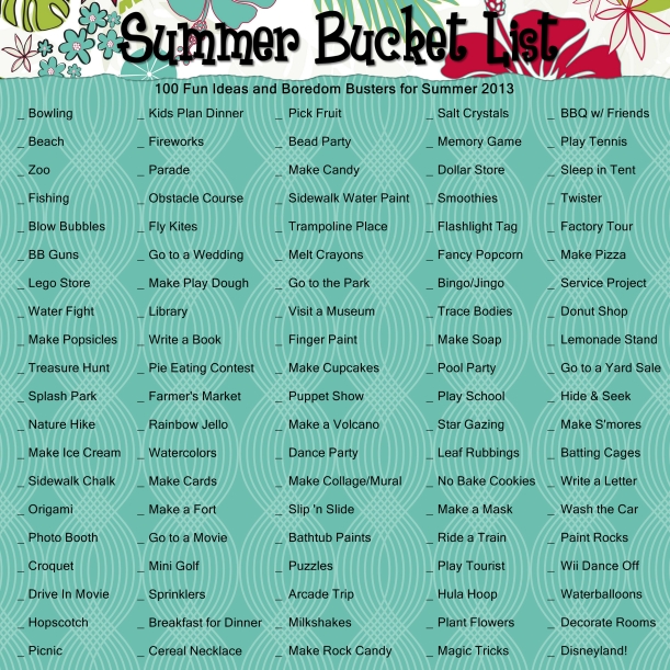 2013 Summer Bucket List